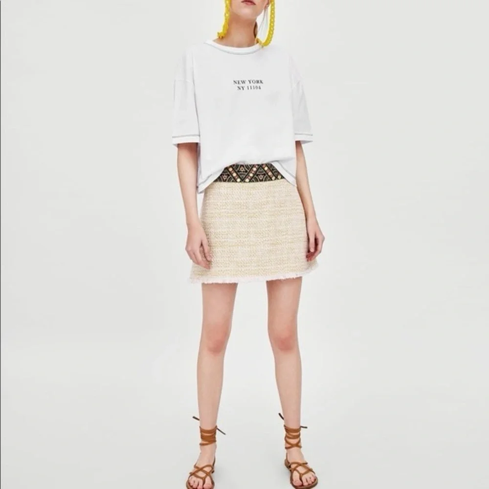 ZARA Tweed Bohemian Mini Skirt Size Small NWT